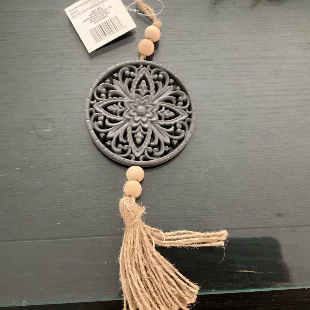 Birch &Vine Boho Round Hanging Home Decor Gray And Light Wood